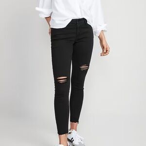 Women's Mid-Rise Rockstar Super-Skinny Ankle Jeans Black Old Navy 16 Tall